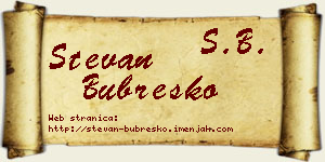 Stevan Bubreško vizit kartica